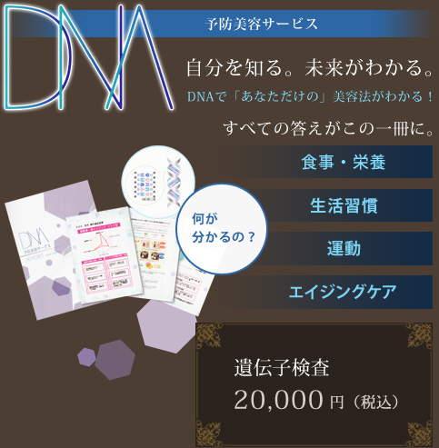 予防美容サービス 自分を知る。未来がわかる。DNAで「あなただけの」美容法がわかる！ 